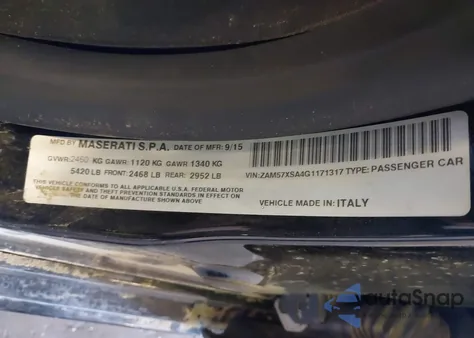 2016 Maserati Ghibli from USA, damaged, VIN ZAM57XSA4G1171317